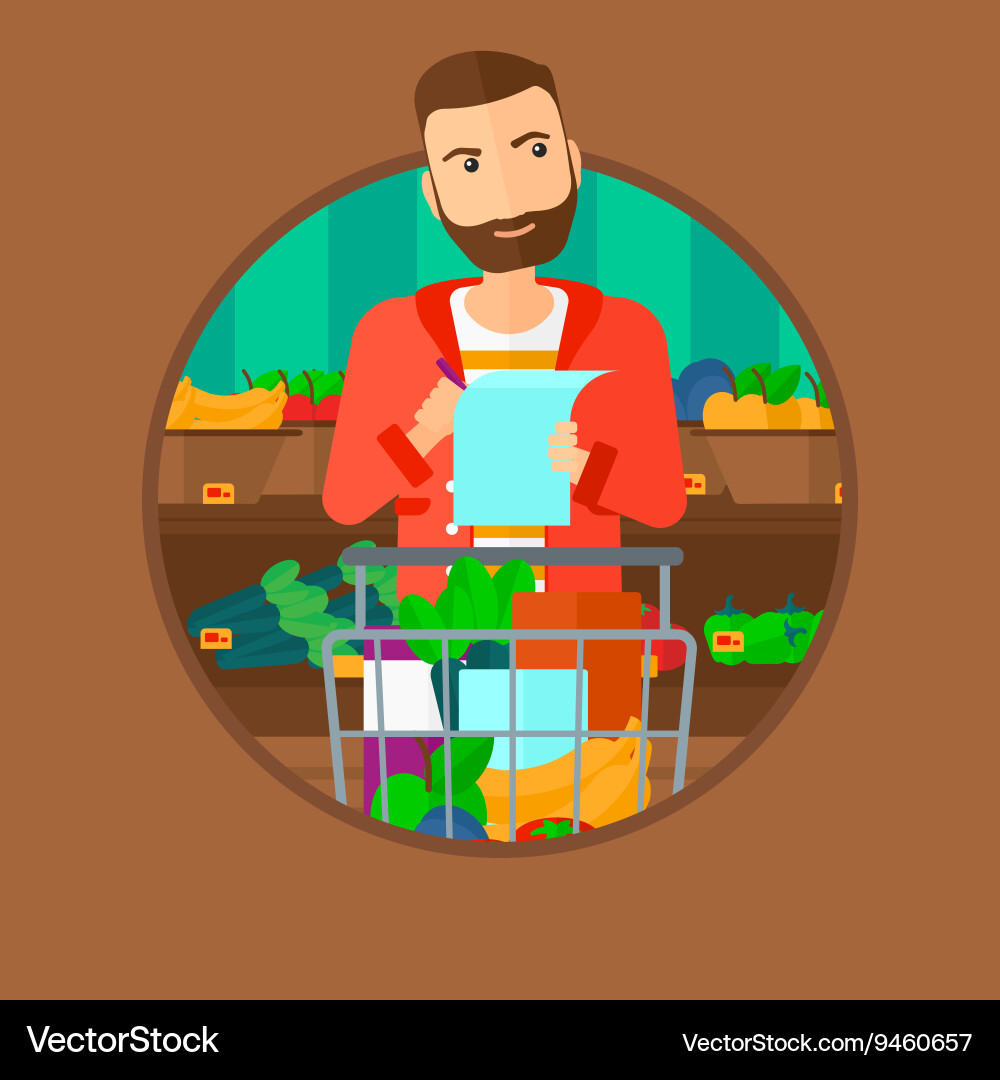 Man with shopping list vector image