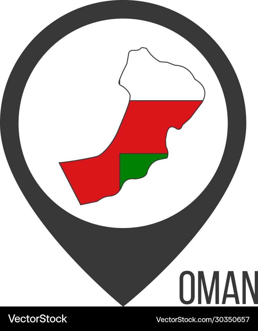 Map pointers with contry oman flag stock Vector Image