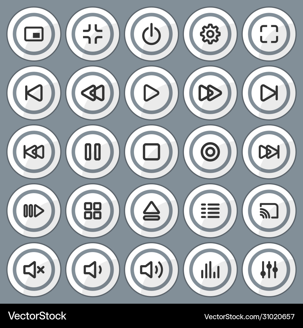 Media player control buttons set Media player control buttons set vector image