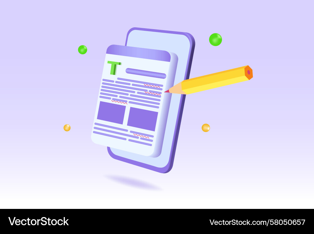 Online Text Editor App - 3D Vector Image