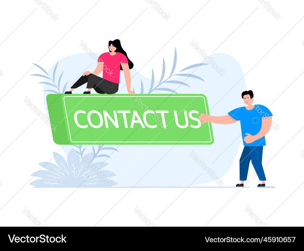 People press button with text contact us click People press button with text contact us click vector image