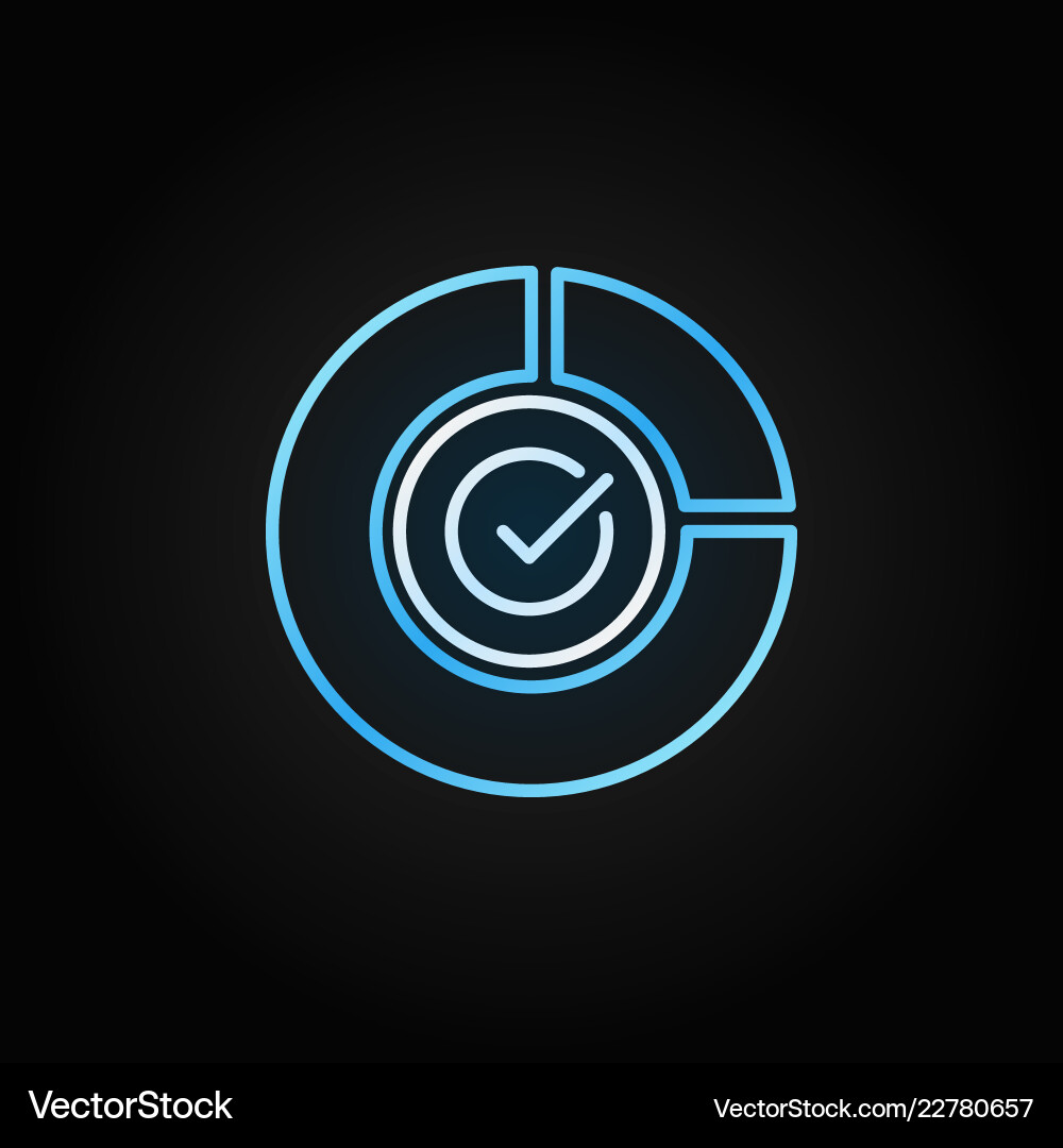 Pie chart with check mark colored outline Vector Image