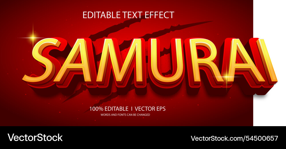 Samurai 3d text effect with modern style design Samurai 3d text effect with modern style design vector image