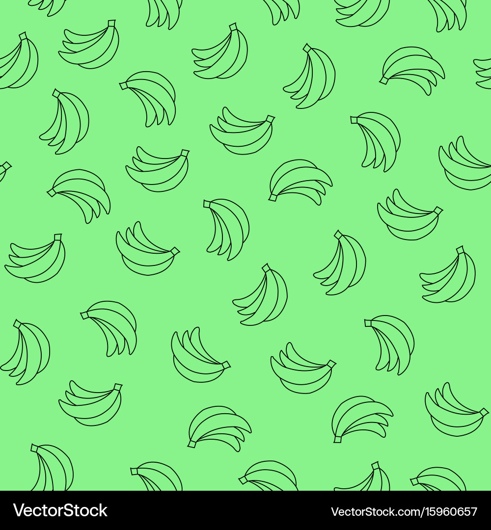 Seamless pattern with bananas on green background vector image