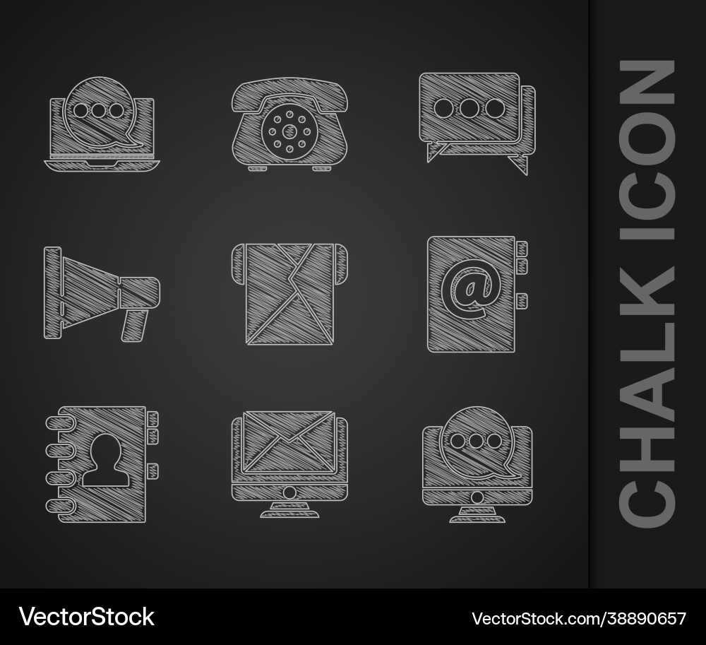 Set envelope monitor and chat messages vector image