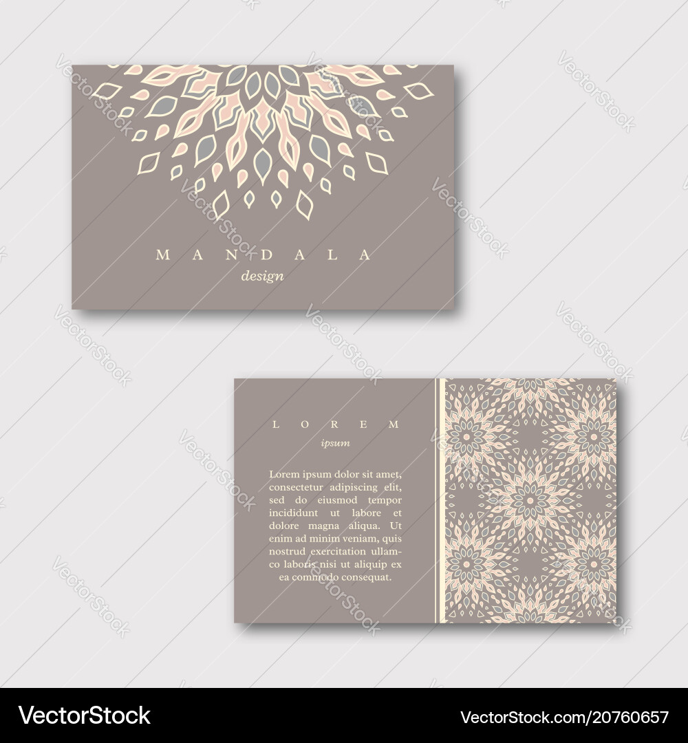 Set of ornamental business cards with mandala Set of ornamental business cards with mandala vector image