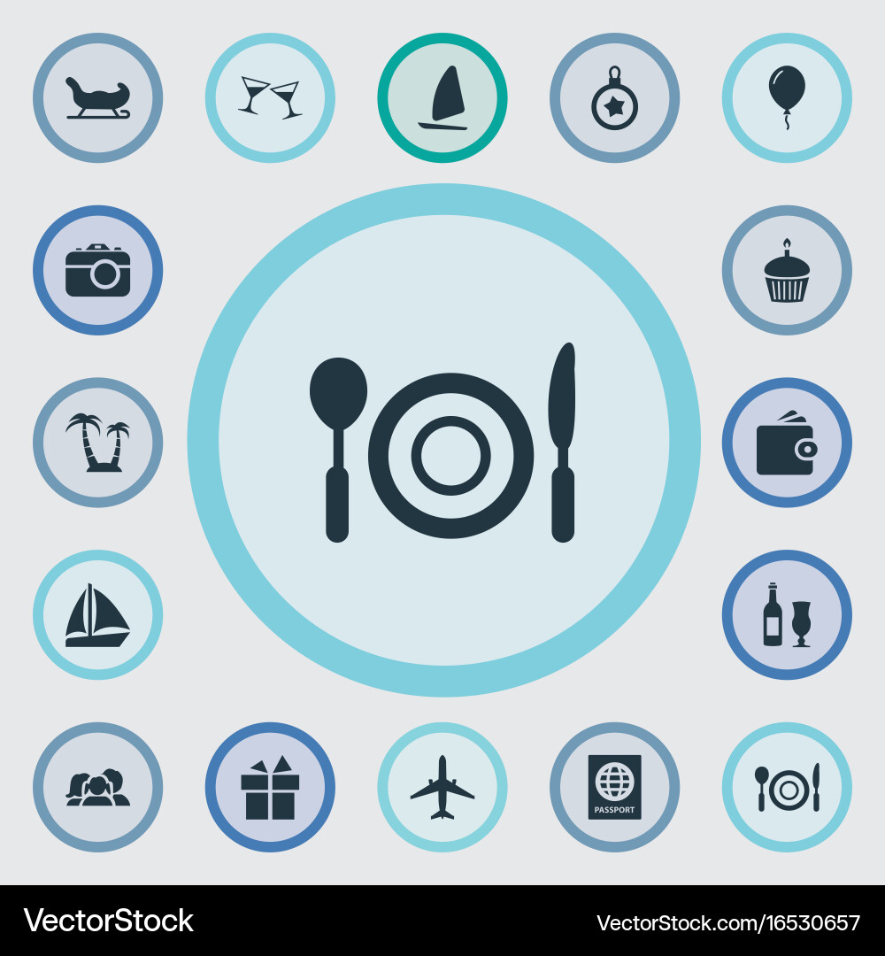 Set of simple icons element vector image