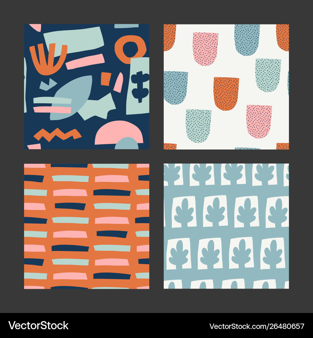 Set with abstract seamless pattern Set with abstract seamless pattern Vector Image