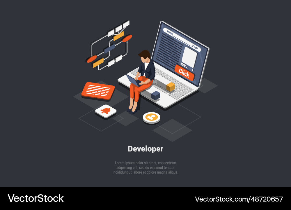 Software development coding process concept Software development coding process concept vector image
