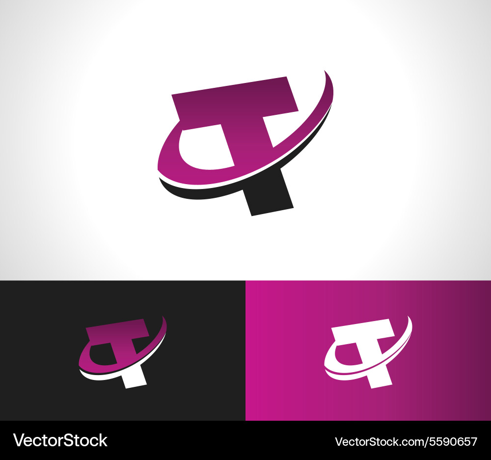 Swoosh T Icon - Letter T Vector Image