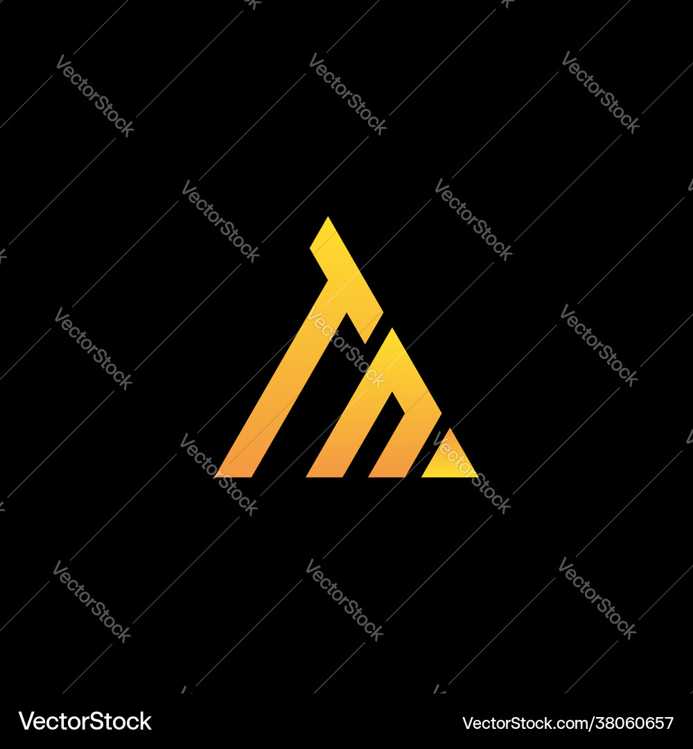 T n monogram initial logo with a yellow triangle Vector Image