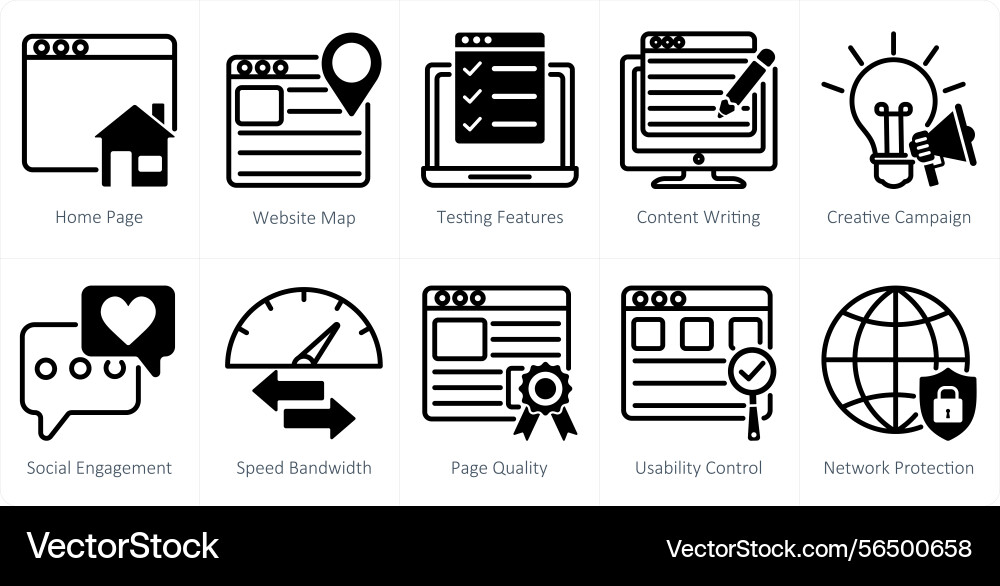A set of 10 web design icons as home page website vector image