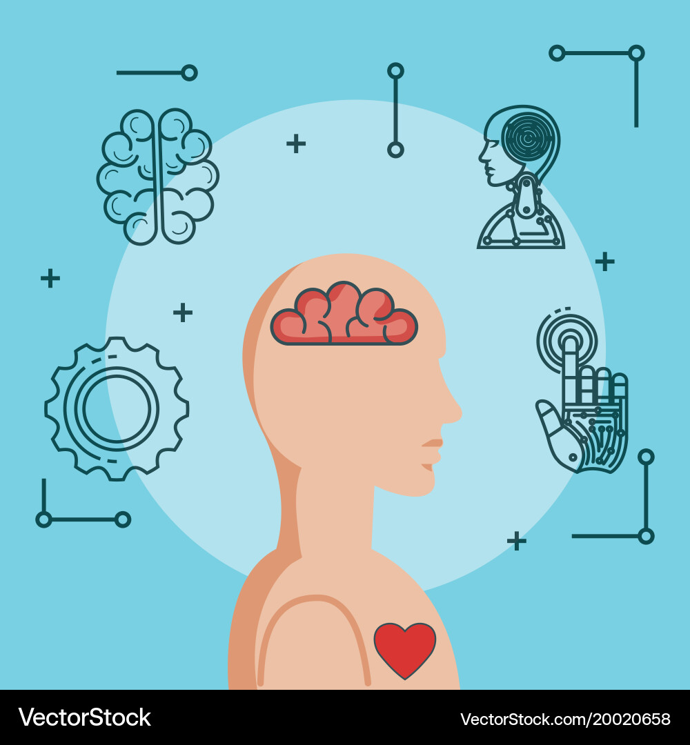 Artificial intelligence technology set icons vector image