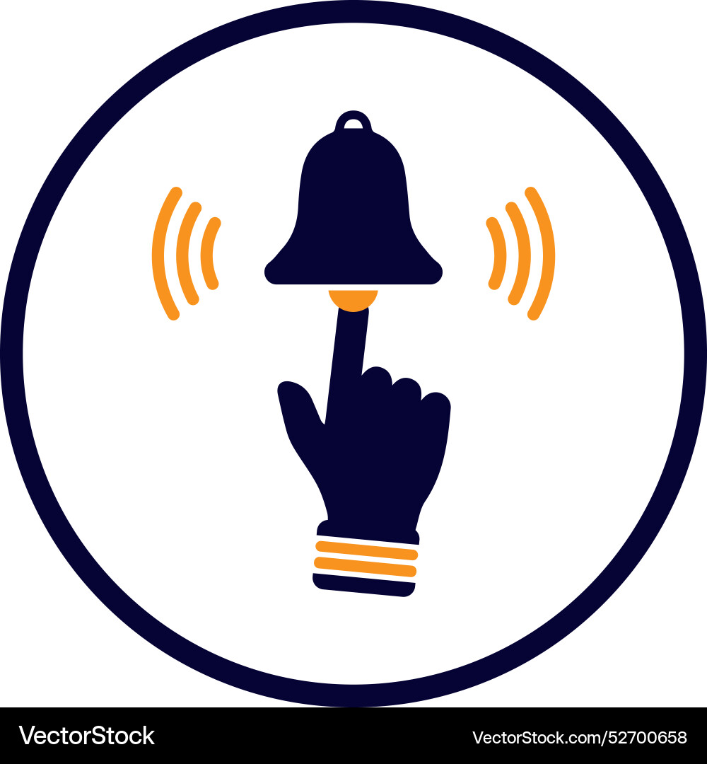 Bell doorbell ring hand Royalty Free Vector Image