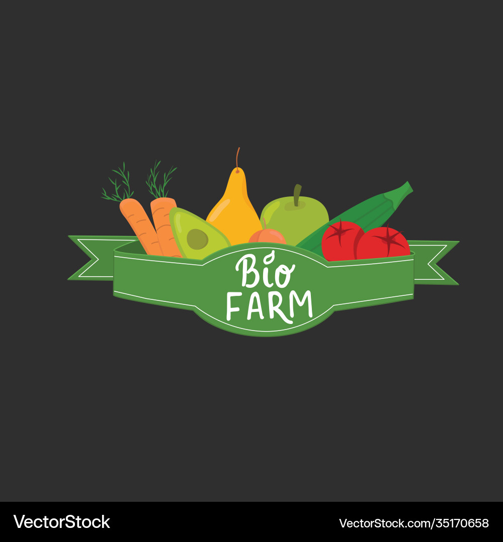 Bio Farm eco Produkt mit Band und Hand geschrieben Bio Farm eco Produkt mit Band und Hand geschrieben vektorbild