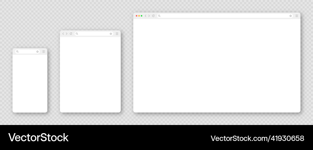 Blank web browser window with toolbar and search vector image