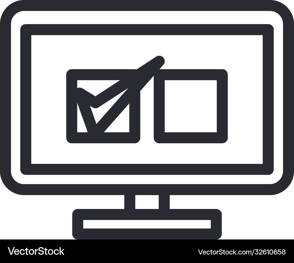 Check mark options on computer line style icon vector image