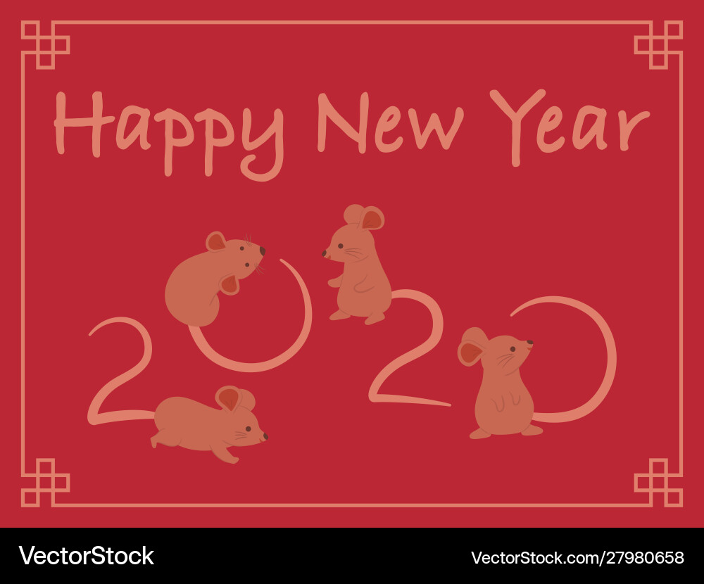 Chinese new year 2020 cute rat mouse zodiac Chinese new year 2020 cute rat mouse zodiac vector image