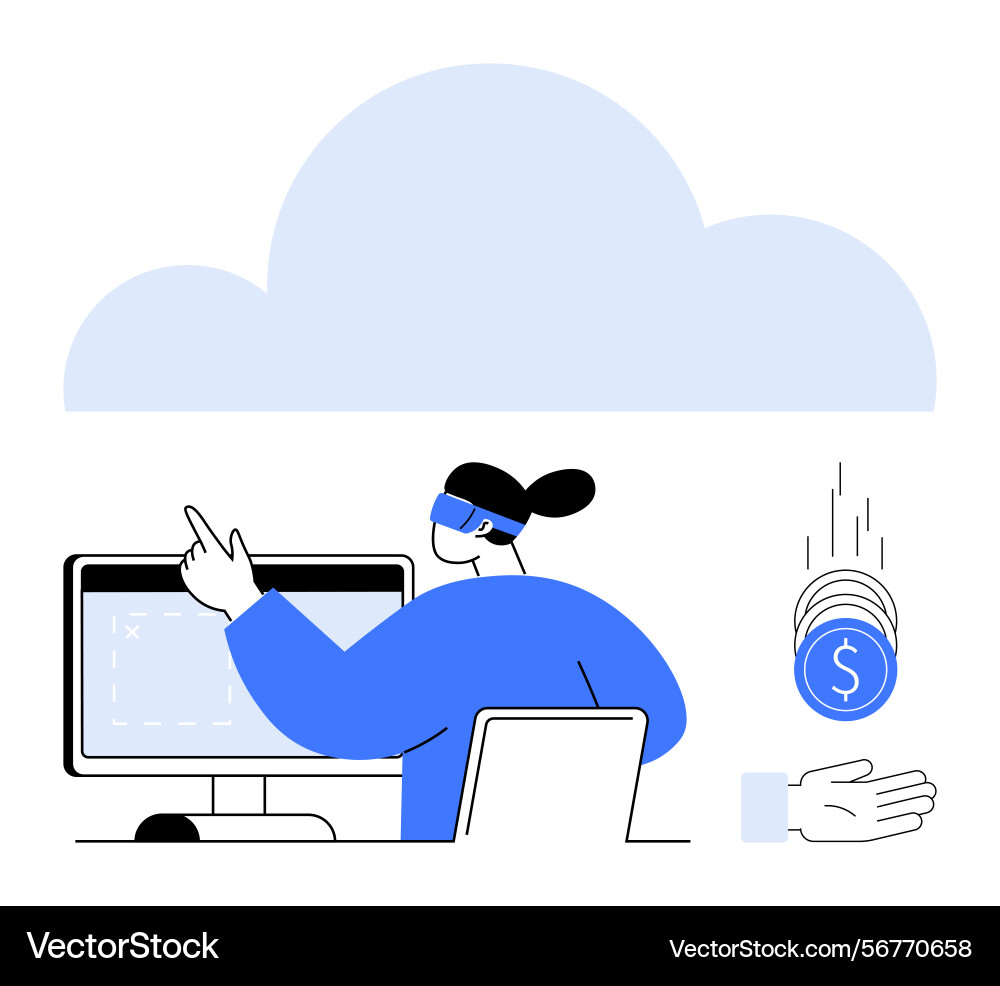 Cloud technology with user managing data Cloud technology with user managing data vector image