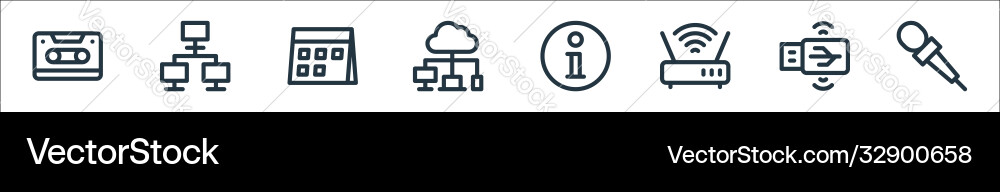 Communication and media line icons linear set Communication and media line icons linear set vector image
