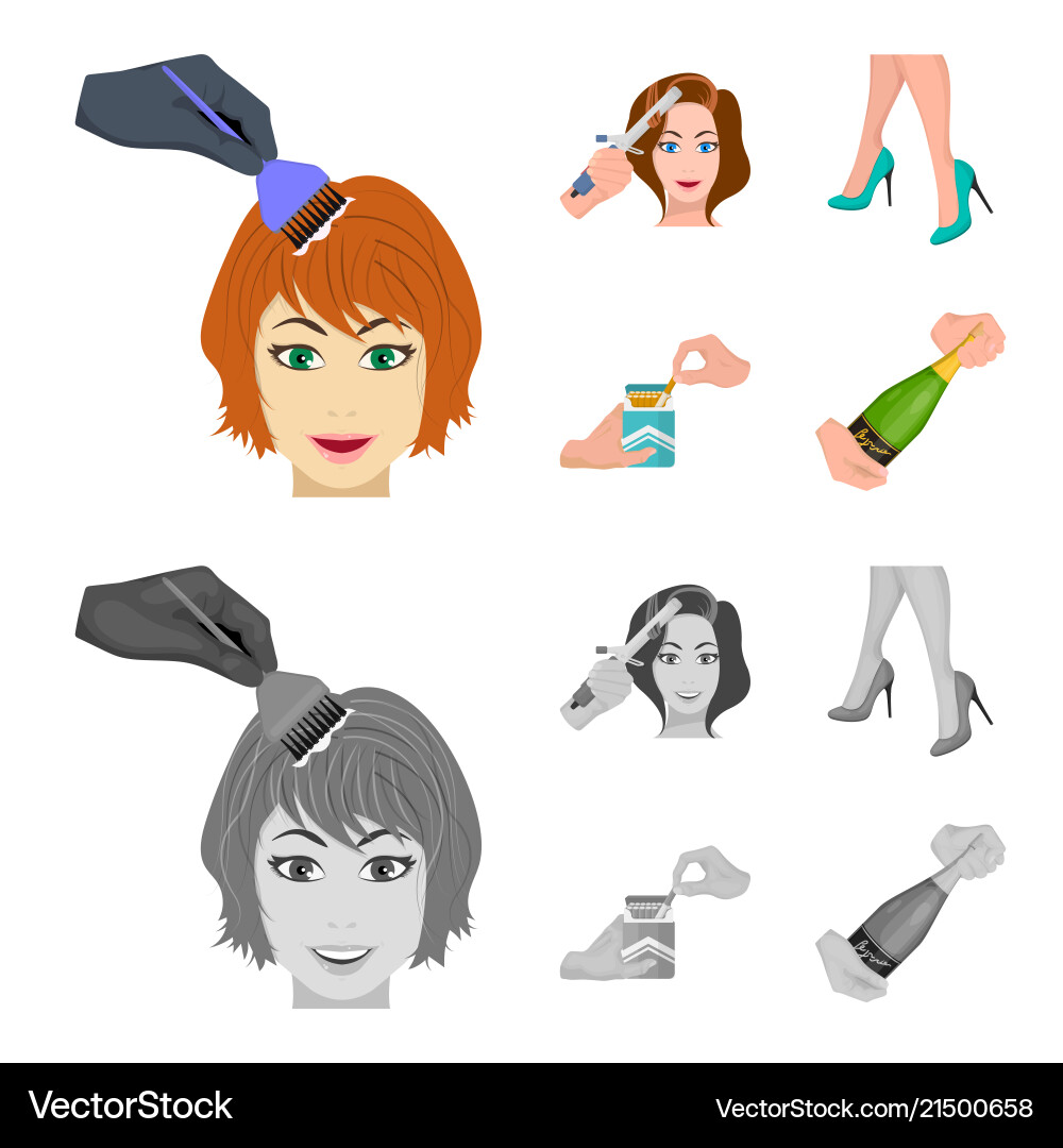 Curling hair high heels and other web icon Curling hair high heels and other web icon vector image