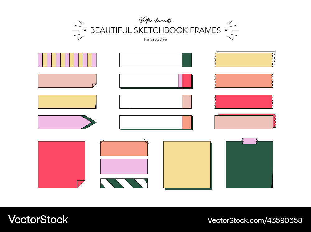Frame set sticky cute diary notes elements Frame set sticky cute diary notes elements vector image