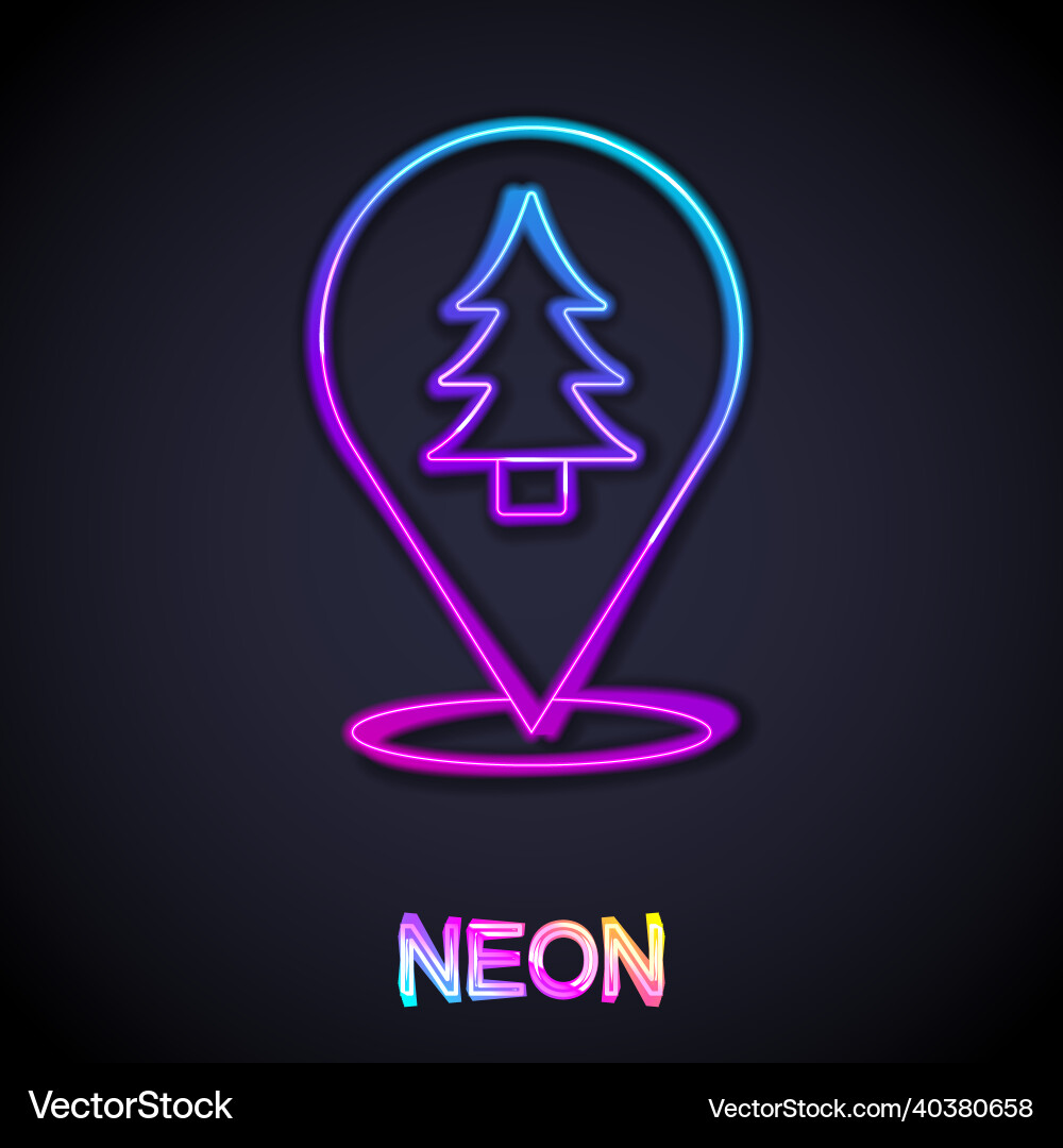 Glowing neon line location of the forest on a map Vector Image