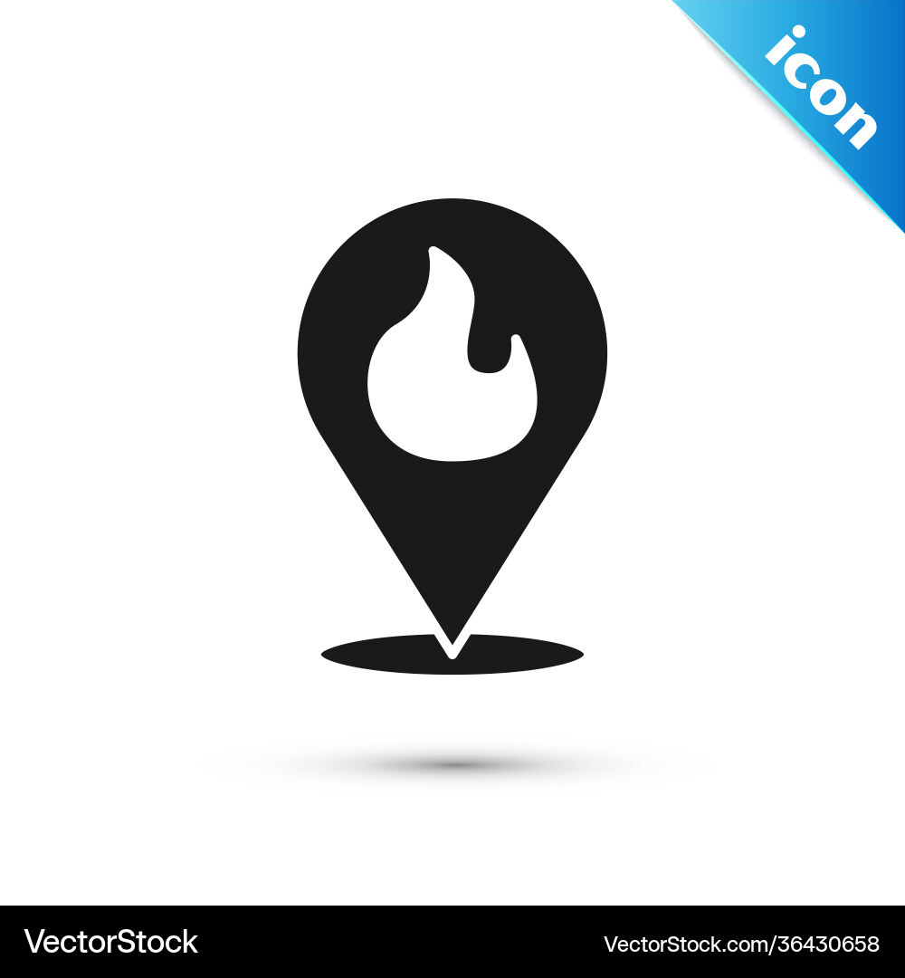 Grey map pointer with fire flame icon isolated Grey map pointer with fire flame icon isolated vector image