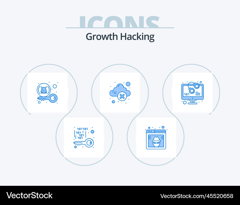 Hacking blue icon pack 5 design error cloud Vector Image