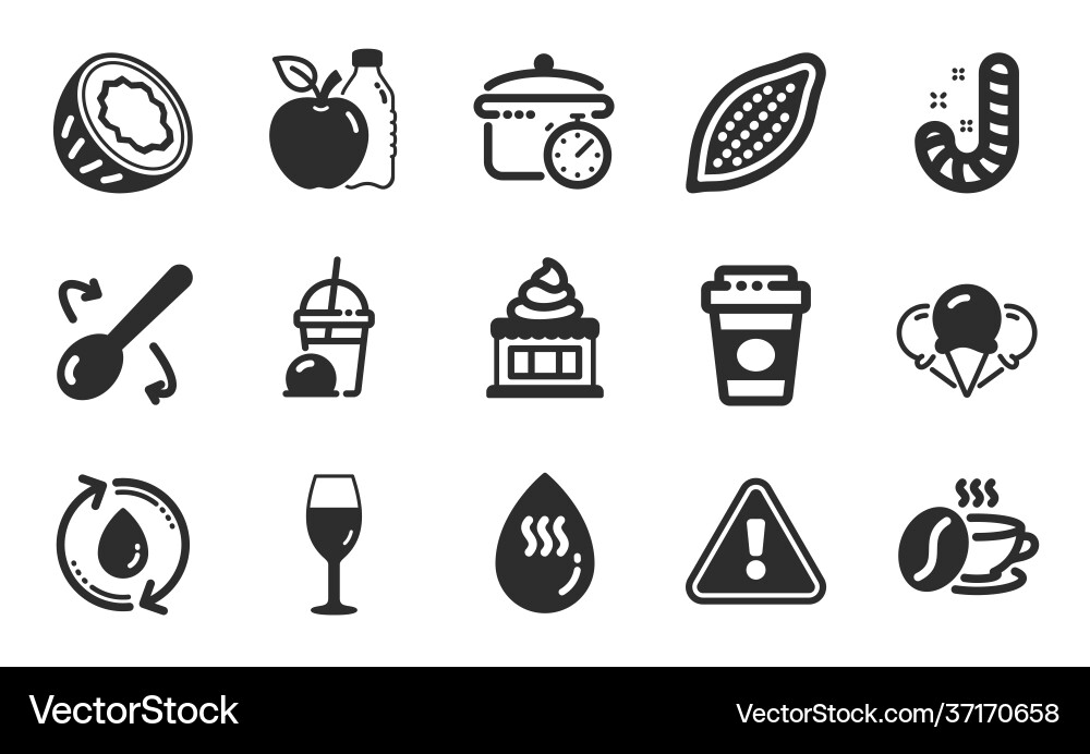 Ice cream hot water and boiling pan icons set Ice cream hot water and boiling pan icons set vector image