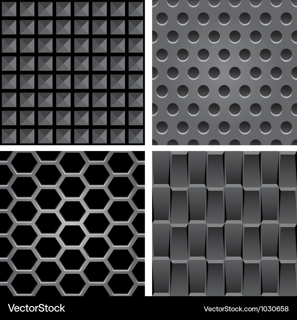 Metal Seamless Patterns - Hexagonal Grid vector image