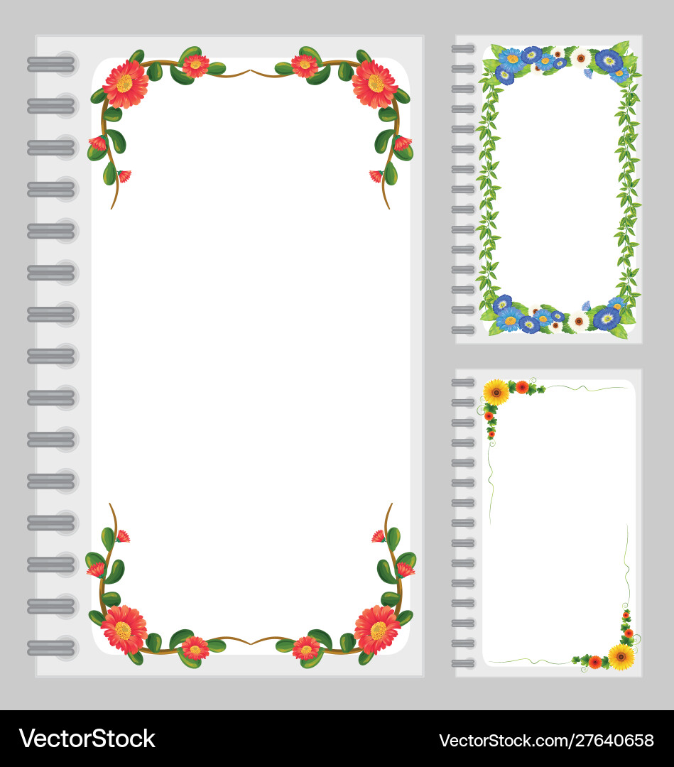 Notebook template with flowers design in front Notebook template with flowers design in front vector image