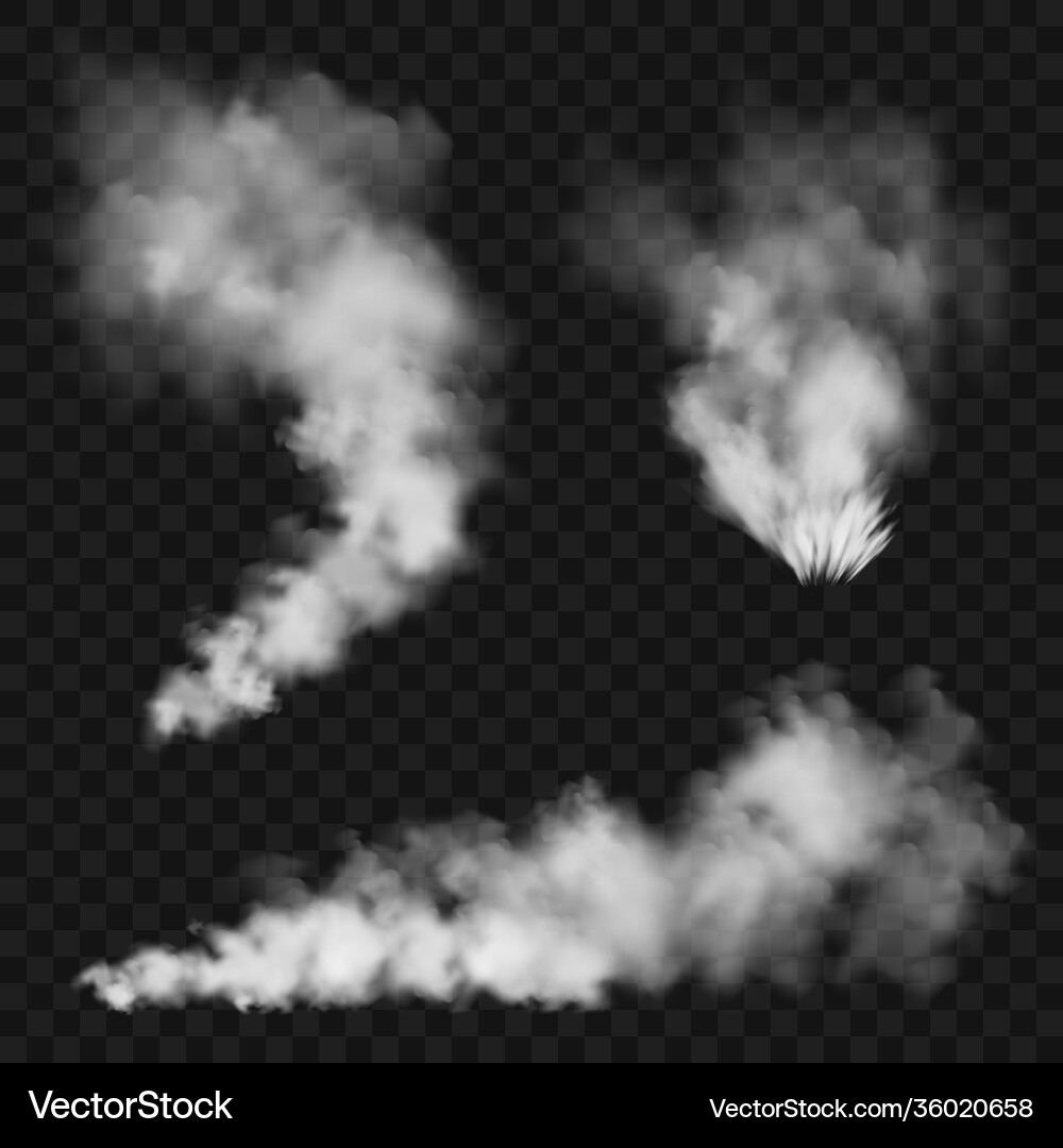 Realistische Rauchwolken strömen aus Realistische Rauchwolken strömen aus vektorbild