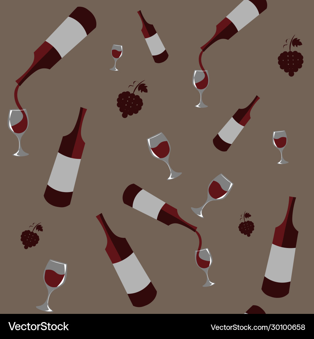 Seamless pattern with bottles red wine pouring Vector Image