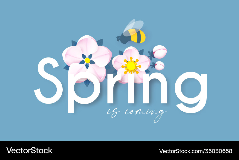 Spring background with soft flowers bees Spring background with soft flowers bees vector image