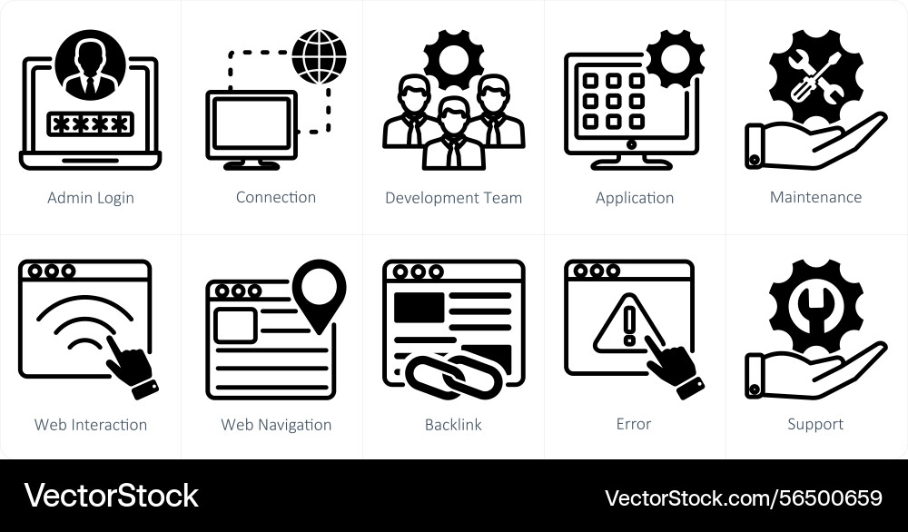 A set of 10 web design icons as admin login Vector Image