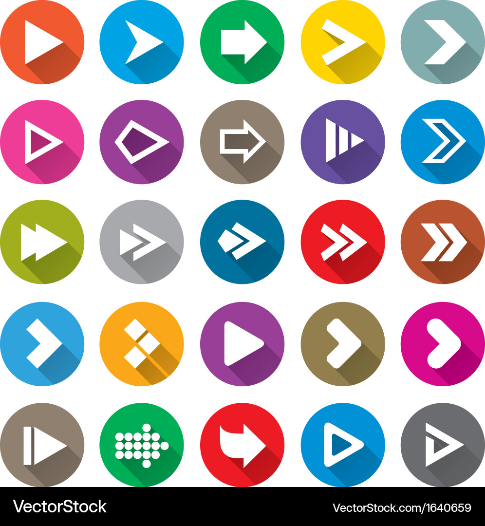 Arrow Icon Set - Circular Buttons vector image