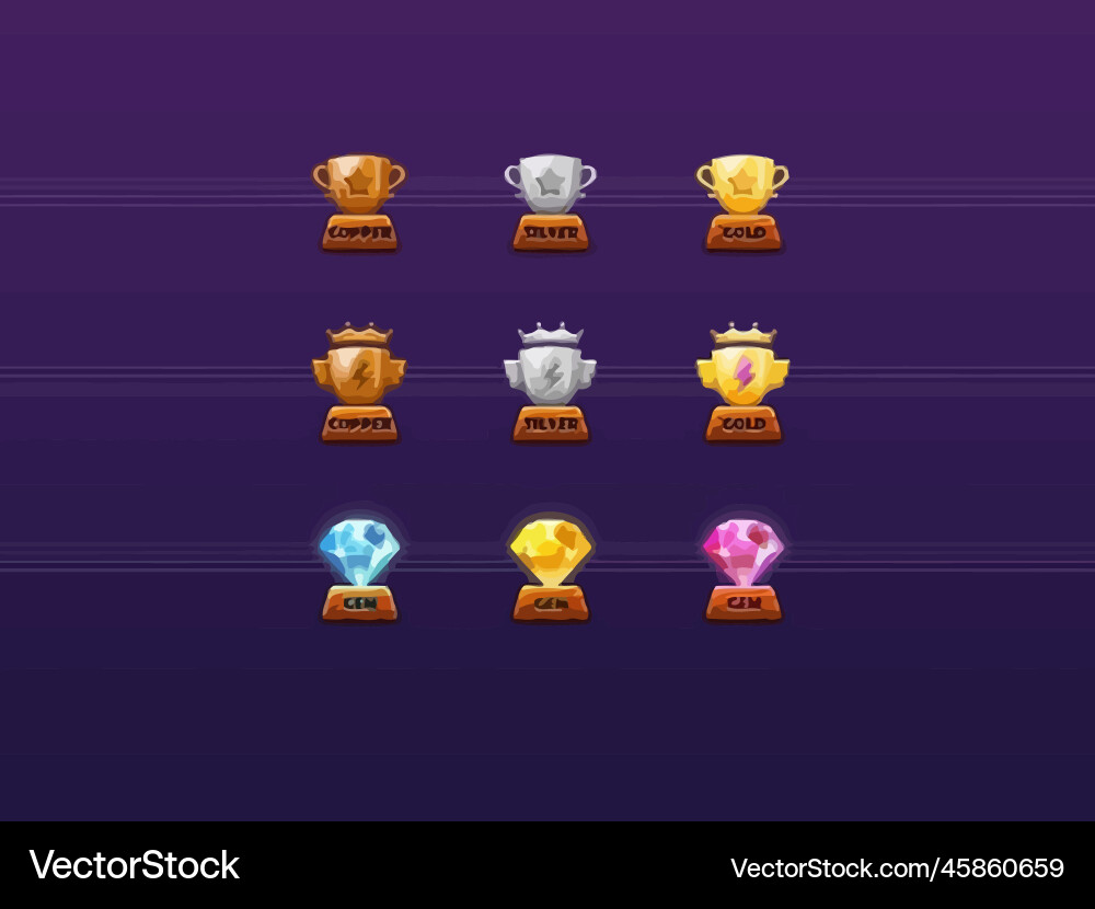 Complete set of level button game ui pop-up icon Vector Image