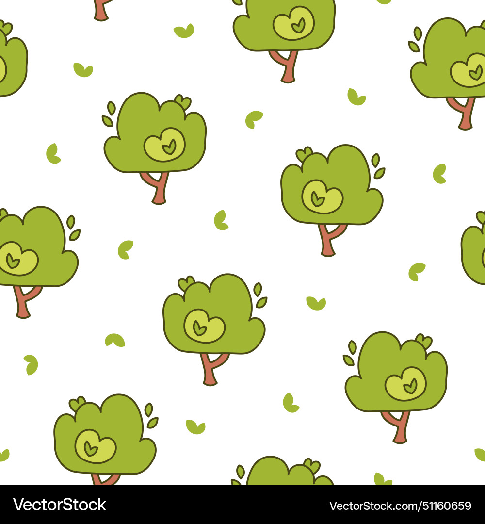 Deciduous tree seamless pattern forest flora vector image