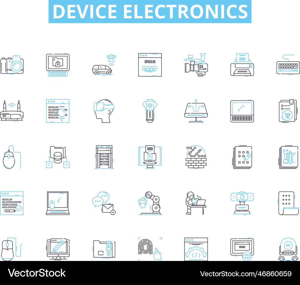 Device electronics linear icons set smartph Device electronics linear icons set smartph vector image