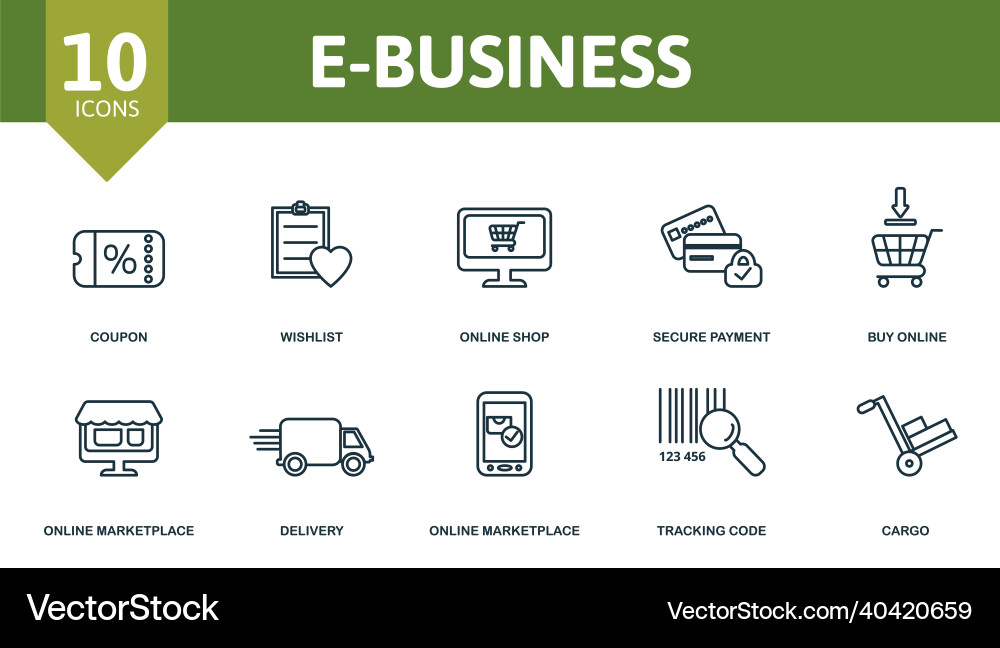 E-business icon set collection of simple elements vector image