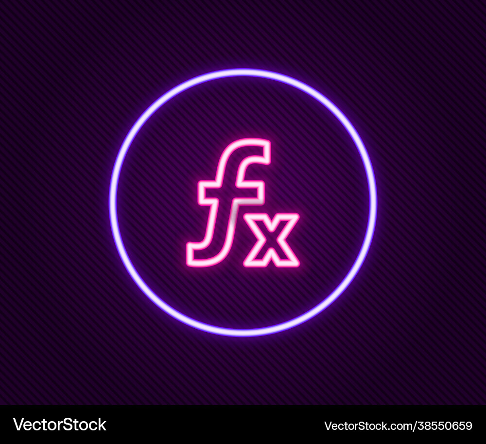 Glowing neon line function mathematical symbol Glowing neon line function mathematical symbol vector image