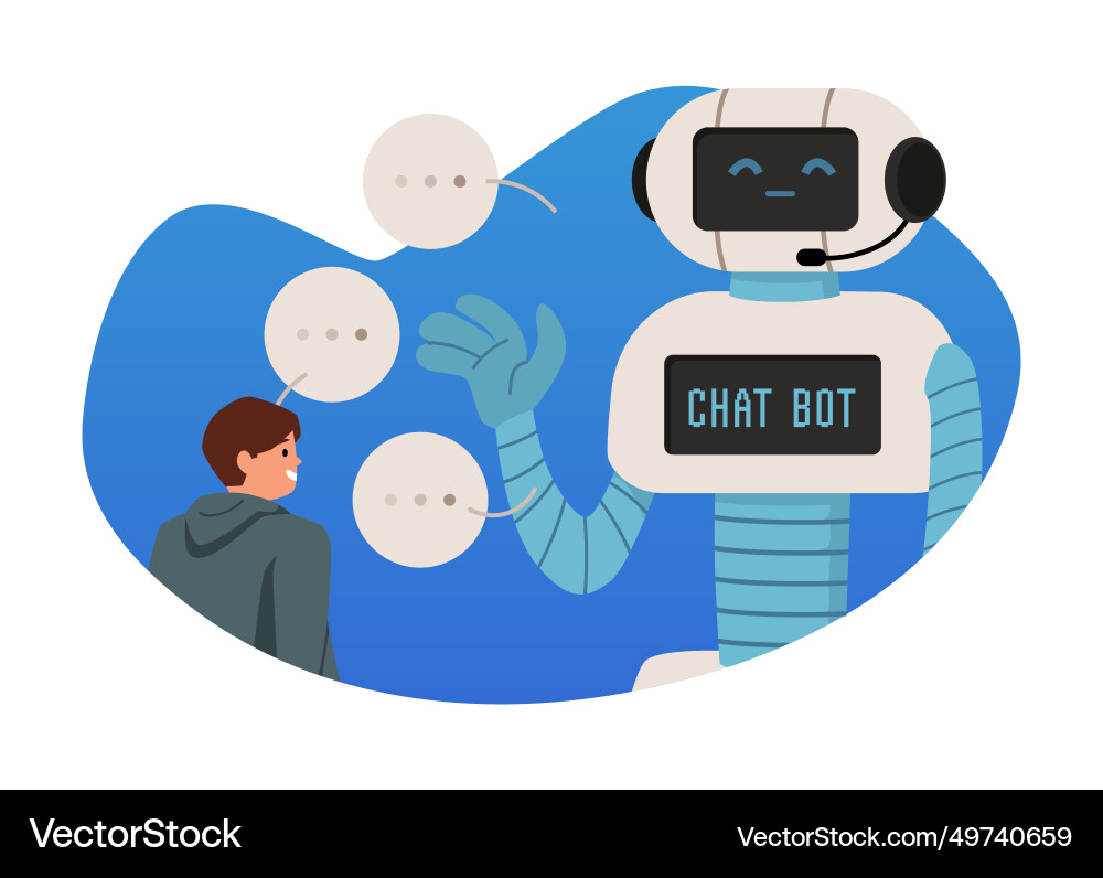 Man talking to chat bot Man talking to chat bot vector image