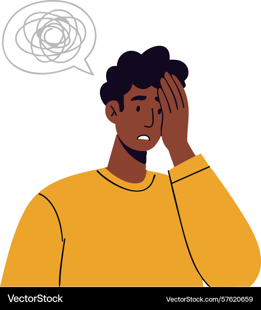 Man with confused expression and speech bubble Vector Image