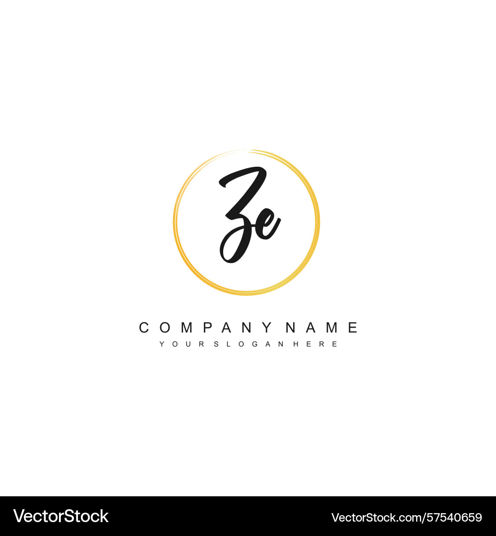 Minimal signature logo design with ze initials Minimal signature logo design with ze initials Vector Image