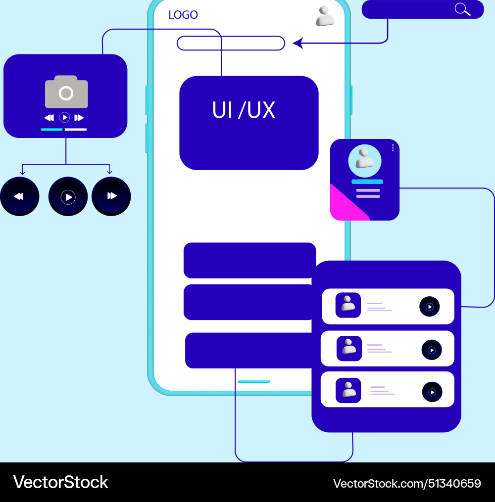 Realistic ui ux background Royalty Free Vector Image