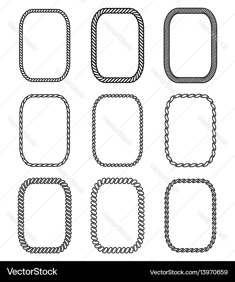 Rope set of rectangular frames collection Rope set of rectangular frames collection vector image