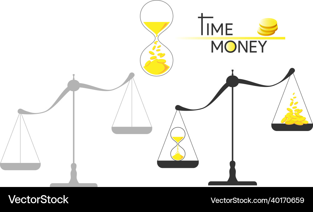 Schematic image of a scale with an hourglas Schematic image of a scale with an hourglas Vector Image
