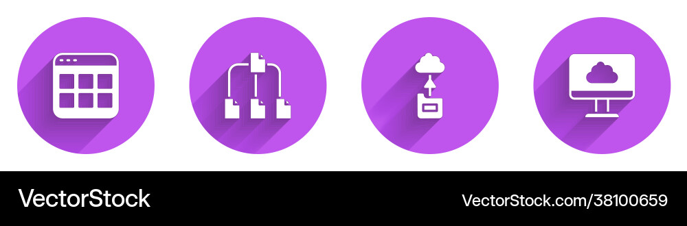 Set browser files folder tree cloud technology Set browser files folder tree cloud technology vector image