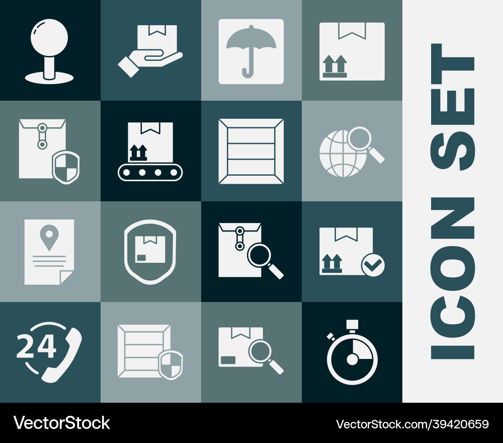 Set fast time delivery package box with check Set fast time delivery package box with check vector image